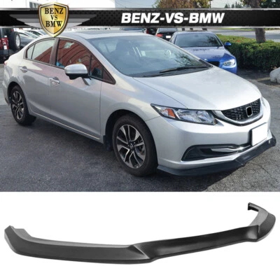 Fits 13-15 Honda Civic USDM GT Style Front Bumper Lip Spoiler Unpainted Black PU — 第 1/4 张图片