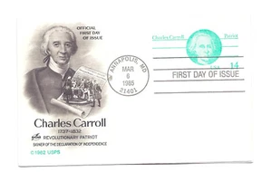UY36 14c+14c Charles Carroll, reply card, ArtCraft, FDC - Imagen 1 de 1