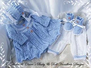 BABYDOLL HANDKNIT DESIGNS KNITTING PATTERN BABY WILLOW 16-22" DOLL / 0-3M BABY - Picture 1 of 6