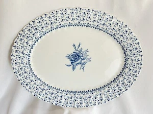 Johnson Bros Rose Bouquet Lincoln Blue Platter Serving Dish 12” - Picture 1 of 8
