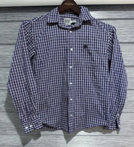 Cinch Boy's Plaid Purple White  Geometric Button Down Shirt Sz L 12 - Picture 1 of 5