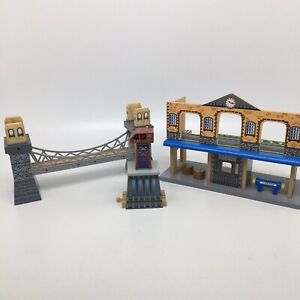 Imaginarium Wood Railway Train Station Depot, Bridge & Crane- Incomplete Parts