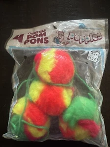Vintage 1980’s 4 Christmas Pom Pons Popple 8" Plush Figure Popples Popple’s 🔥 - Picture 1 of 10