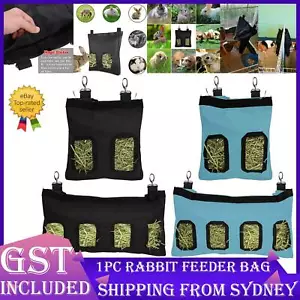 Rabbit Hay Feeder Bag Pet Rat Food Hanging Storage Slow Eating Feeding Pouch S/L - Picture 1 of 12