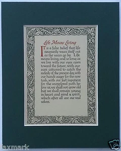"Life Means Living" 1912 Canterbury Catchwords Saying - Matted - Ready-to-frame - Picture 1 of 2