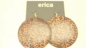 Erica Women's Round Dangle Earrings Animal Print New - Picture 1 of 2