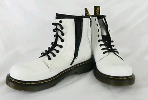 Doc Martens Combat Boots 1460 J Kinder Jugend Größe 3 Weiß Leder Seitenreißverschluss Neu mit Karton - Bild 1 von 13