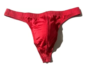New MANSILK Mens Red Silk Knit Thong String Underwear sz M Man Silk - Picture 1 of 13