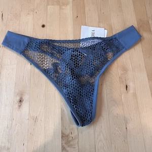 La Perla Slope Floral Mesh Thong Blue Panty Size US Small - Picture 1 of 4