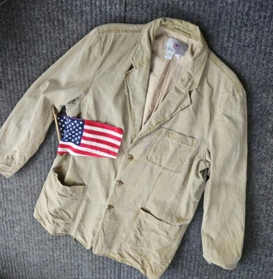 The Territory Ahead KHAKI SILK  BLAZER Sport Coat Tan Jacket w/5 Pockets Sz LG - Image 1 of 4