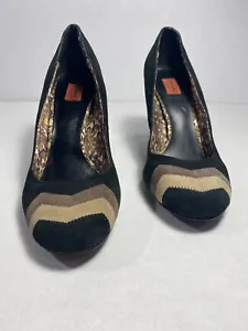 Missoni for Target Black/Brown Suede Pumps Heels Chevron Toe Shoes Zigg Zag 8.5 - Picture 1 of 9
