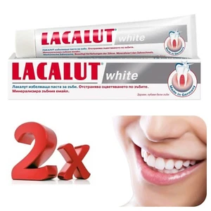Pasta dental blanqueadora de dientes blanca Lacalut higiene oral eliminación de manchas esmalte seguro - Imagen 1 de 12