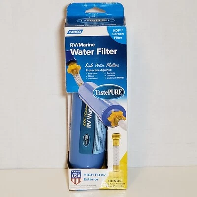 Camco USA Taste Pure Water Filter w/Flexible Hose Protector for RV Trailer 40043 - Image 1 of 4