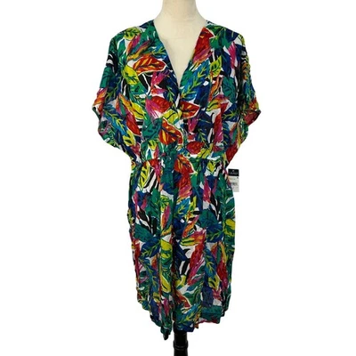 New LAUREN Ralph Lauren Women's 3X Swim Cover Up Dress Multicolor Leaf Print - Image 1 of 4