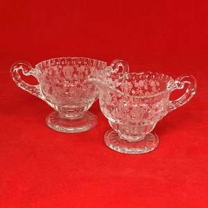 Cambridge Wallace Rose Point Small Sugar and Creamer - Picture 1 of 3