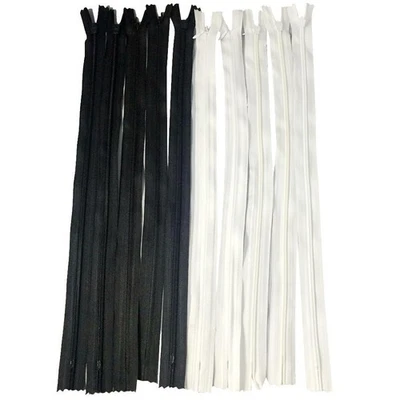 10x Black White Invisible Nylon Closed End Zip Zipper for Tailor Sewing 40cm - Image 1 of 4