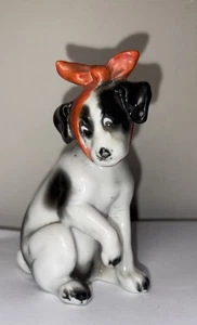 Early German Lichte Porcelain Small Injured Toothache Bandaged Dog Figurine - Picture 1 of 7