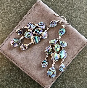 NWOT Samuel B Sterling Silver Abalone Chandelier Earrings - Picture 1 of 16