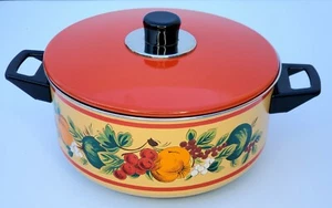 Pentola rossa porcellana ceramica Fancipan vintage anni 70 forno olandese FRANCIA verdure usata in ottime condizioni - Foto 1 di 10