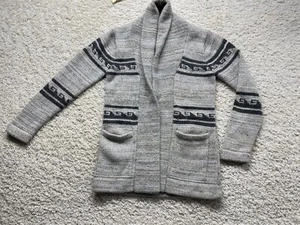 Goddis Alpaca Open Front Cardigan Sweater Aztec BOHO Pockets Eagle gray M/L. EUC - Picture 1 of 10