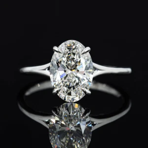 2 Ct IGI Lab Created Oval Cut Diamond Engagement Ring 18k White Gold - Picture 1 of 13