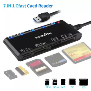 USB 3.0 Memory Card Reader High-Speed Adapter for Micro SD SDXC CF SDHC 7-IN-1 - Picture 1 of 10