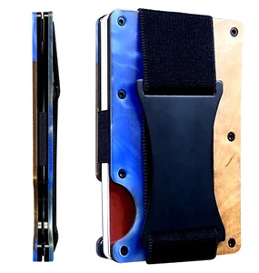 EDGE Herren Harz Holz Muster Aluminium Geldbörse Blöcke RFID Scanner Geld Riemen - Bild 1 von 82