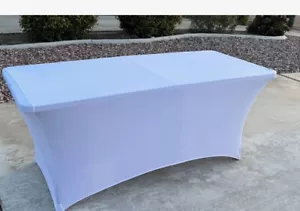 (10Pcs) 6ft Spandex Fitted Rectangle Stretch Table Cover Wedding Party , white - Picture 1 of 1