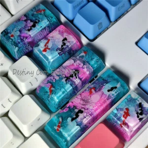 HOT Resin Light Colorful Koi Fish Lotus Keycap for MK Custom Made Handmade 5 PCS - Picture 1 of 14