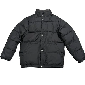 Gap Kids Primaloft Long Sleeve Zip Snap Puffer Jacket Pockets Size M Reg Black - Picture 1 of 12