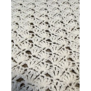 Vintage Knitted Crocheted Baby Blanket Christening Keepsake White Acrylic - Picture 1 of 5