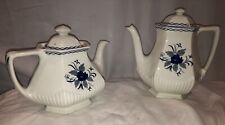 Set of 2 Vintage Teapots OLD ENGLISH ANTIQUE BLUE BALTIC Flower Adams IRONSTONE