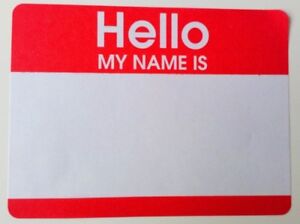 Name Stickers  / Name Labels - Hello My Name Is - 100 labels. Red & White