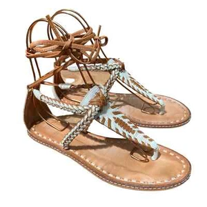 Dolce Vita sandals size 8.5 thong ankle wrap Southwestern braided flats boho - Picture 1 of 13