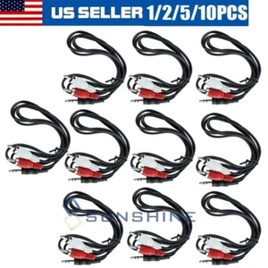 3.5mm 1/8" Jack Mini plug TO 2-RCA Male Stereo Phono Audio Speaker Adapter CABLE - Picture 1 of 17