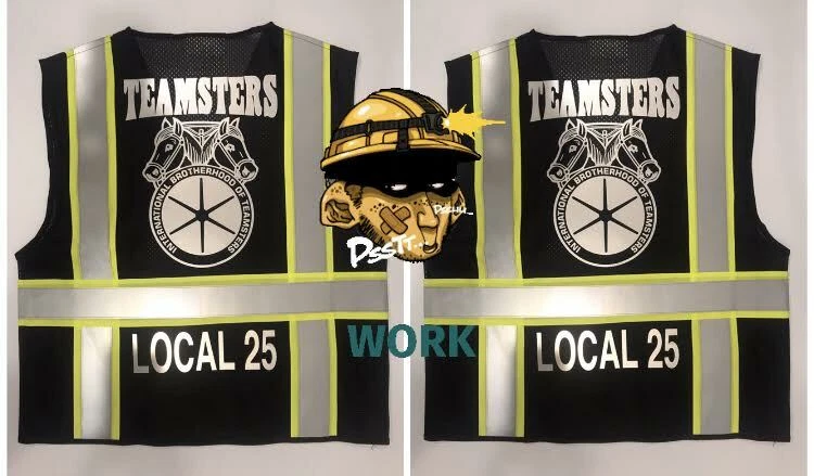 🚧 TEAMSTERS UNION BLACK REFLECTIVE SAFETY VEST 🚧 👉🏼 ADD YOUR LOCAL # 4 FREE - Image 1 of 4