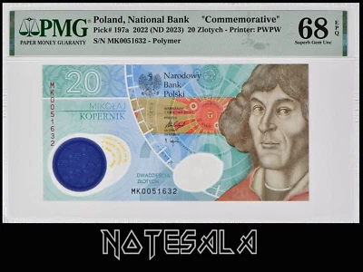 POLAND 20 Zlotych 2023 Pick-197a KOPERNIK POLYMER PMG 68 EPQ Superb Gem UNC - Image 1 of 2