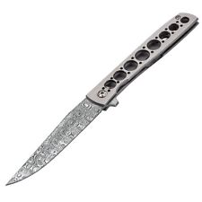 Boker Urban Trapper Folding Knife Gray Ti Handle Plain Damascus Blade 01BO739DAM