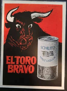1969 Schlitz Malzlikör El Toro Bravo Vintage Original Werbedruck Kunst BA4 - Bild 1 von 1