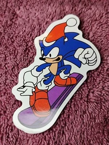 Sonic The Hedgehog Snowboarding Decal Sticker, Santa Hat Sticker, 3.25" - Picture 1 of 3