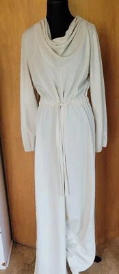 Vintage JC Penney's Fashions 1970s Ivory Cowl Neck Wide Leg Jumpsuit sz 12 - Image 1 of 4