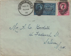 1898 Boston, Massachusetts Duplex Cancel on Special Delivery Cover to Salem, MA - Picture 1 of 2