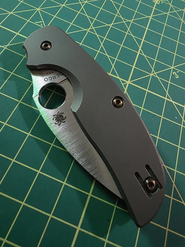 Spyderco Sage 2 Titanium Ghost Timacus Clip Bronze Hardware RARE! S30V - Image 1 of 4