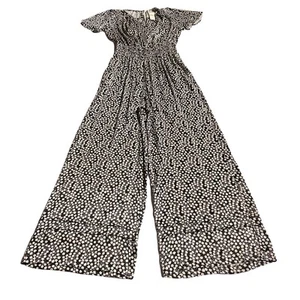 Anthropologie The Somerset Jumpsuit Size XS Black Motif Print Wide Leg NWT - Picture 1 of 16