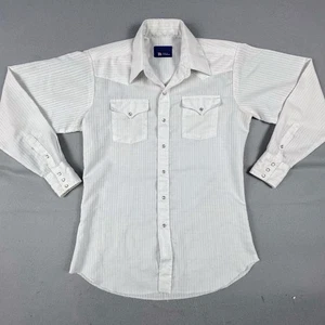Vintage Panhandle Slim Western Shirt XL 17.5 White Pearl Snap Long Sleeve Cowboy - Picture 1 of 13