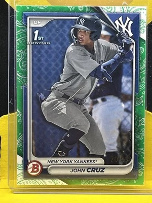 John Cruz 2024 Bowman 1st Prospect Green /99 New York Yankees BP-77 Marlins - Image 1 of 2