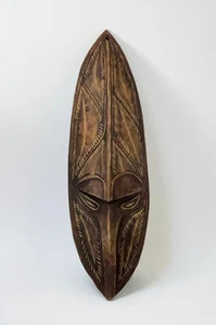 VINTAGE PAPUA NEW GUINEA CARVED WOOD MASK TRIBAL ART WALL DECOR TIKI BAR PNG - Imagen 1 de 5