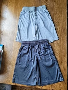 Lot Of 2 Athletic Blue Shorts Boy's Size M (8) Pull-On Adjustable Waist - Picture 1 of 4