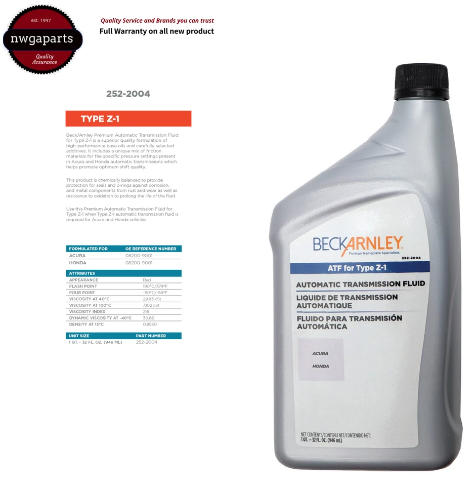 Fluido de transmisión automática-fluido de transmisión automática Beck/Arnley 252-2004 Foto 1 de 1