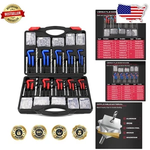 Master 320-pc Metric SAE Heli Coil Kit - Durable Steel, Engine Motor Stud Repair - Foto 1 di 10